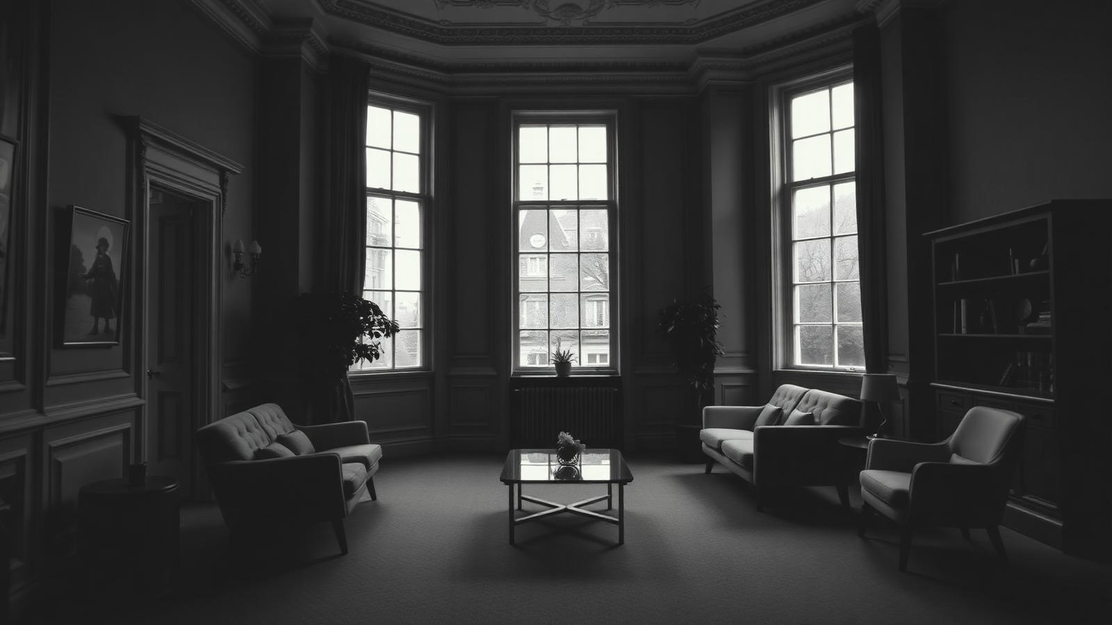 Quiet meeting room in a heritage family office building